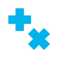 Load image into Gallery viewer, Pastease Plus X Neon Turquoise Cross Pasties set against a white background. The X-shaped glow-in-the-dark nipple covers are vibrant turquoise, offering a bold, playful design for all breast shapes, crafted with high-quality materials in the USA.