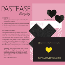 Load image into Gallery viewer, Everyday Reusable: Liquid Red Cross with Mini Hearts Reusable Nipple Pasties by Pastease® Everyday o/s on a pink background with a thank you message. Perfect for a festival, pride, burlesque performance, only fans content or a party.