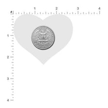 Load image into Gallery viewer, Size guide for the Love: Rainbow 'PRIDE' on White Heart Nipple Pasties by Pastease on a white background.