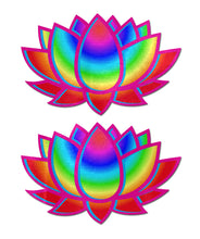 Load image into Gallery viewer, Lotus: Acid Rainbow Lotus Nipple Pasties by PasteaseĀ® o/s
