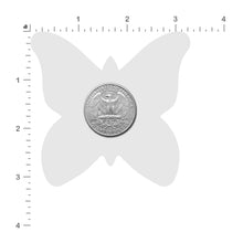 Load image into Gallery viewer, Size guide for the Monarch: J. Valentine® Pearl to Silver Flip Sequin Butterfly Nipple Pasties by Pastease® on a white background.