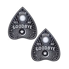 Load image into Gallery viewer, Ouija Planchette Nipple Pasties by Pastease® o/s. Two ouija board planchette nipple covers on a white background. Perfect for a festival, pride, burlesque performance, only fans content or a party.