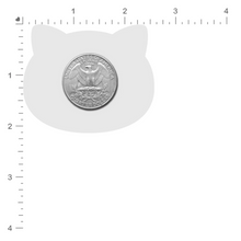 Load image into Gallery viewer, Size guide for the Kitty Cat: Happy Black Glitter Kitty Cat Nipple Pasties by Pastease on a white background.