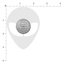 Load image into Gallery viewer, Size guide for the Alien: Glow-In-The-Dark with Glittering Purple Eyes Nipple Pasties by Pastease on a white background.