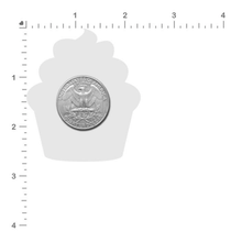 Load image into Gallery viewer, Size guide for the Cupcake: Turquoise & Multi-Color Happy Birthday Nipple Pasties by Pastease on a white background.