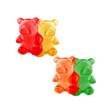 Load image into Gallery viewer, A close-up of the Pastease® Gummy Bear Breast Pasties showing the Red and Yellow set alongside the Orange and Green set. Unique and colourful, these pasties are made for fun, confidence, and comfort. Ideal for bold and playful fashion statements.
