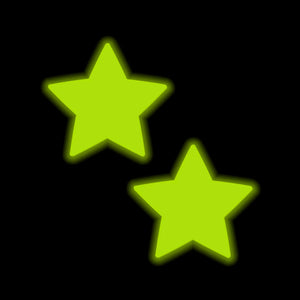 Star Neon Yellow Pasties Glow in the Dark Star Nipple Covers by Pastease® glowing brightly in a dark setting. The neon yellow stars emit a bold, fun light, making them ideal for night-time events, parties, or festivals.