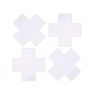 Petite Plus X: Two Pair of Small White Matte Plus Nipple Pasties by Pastease®. White cross nipple covers shown on a white background. Perfect for a festival, pride, burlesque performance, only fans content, or a party.