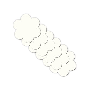 Refills Daisy Flower: Three Pair Double Stick Shapes by Pastease®. Six white double sided self adhesive daisy flowers for nipple covers stacked on a white background. Perfect for a festival, pride, burlesque performance, only fans content or a party.