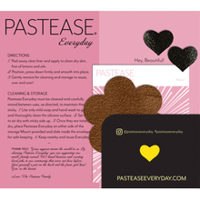 Load image into Gallery viewer, Everyday Reusable: Suede Cocoa Dark Brown Flower with Mini Hearts Reusable Nipple Pasties by Pastease® Everyday on a pink background with a thank you message. Perfect for festivals, pride, burlesque, only fans content, everyday or parties.
