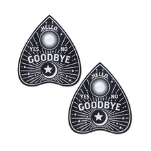 Load image into Gallery viewer, Ouija Planchette Nipple Pasties by Pastease® o/s. Two ouija board planchette nipple covers on a white background. Perfect for a festival, pride, burlesque performance, only fans content or a party.
