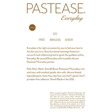 Load image into Gallery viewer, The pastease everyday backing thank you card reading go free, go braless, go sheer in gold coloured text on a white background.
